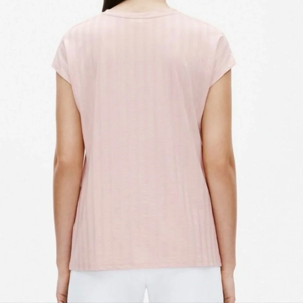 Eileen Fisher large ribbed crew neck top in soft blush pink